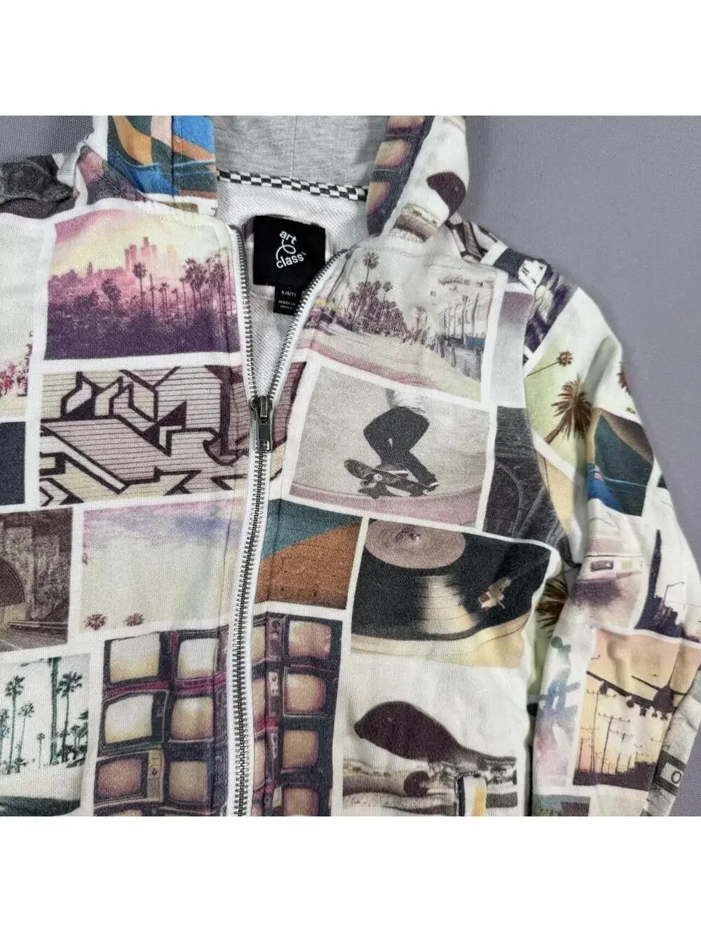 Art Class Boys Photoreal Collage Full Zip Hoodie Graphic Skater Record TV Print
